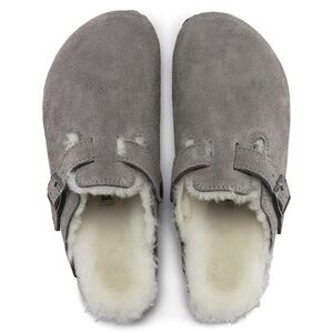Birkenstock Boston Shearling Suede- Stone Coin- NWT
